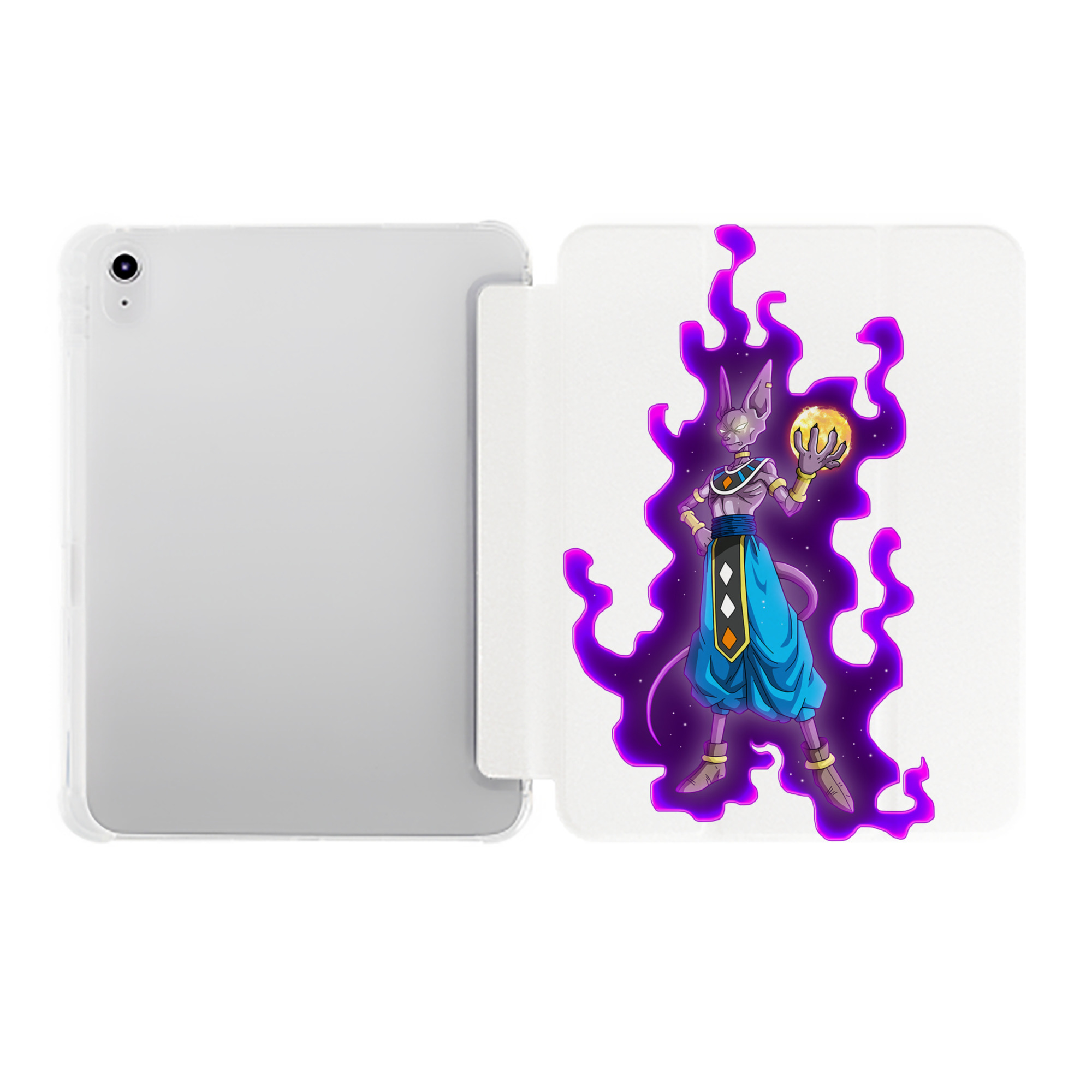 （画像用） ドラゴンボール ビルス 破壊神ビルス DRAGON BALL Beerus Birusu IPad ケース ペン収納付き 三つ折りスタンド PUレザー×シリコン 対応機種9.5/10.5/10.9インチ